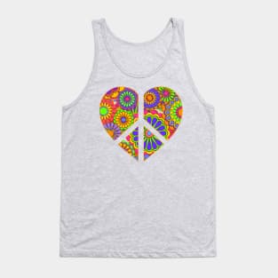 Love Flower Power Peace Sign Heart Tank Top